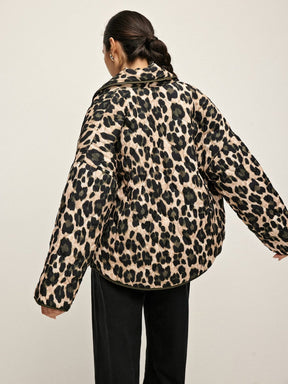 Veste motif léopard élégante rosée