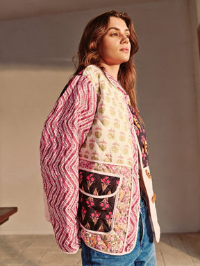 Manteau patchwork floral vue dos style