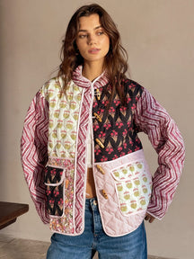 Manteau patchwork floral vue avant douceur