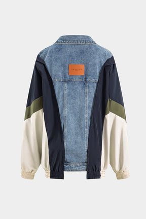 Manteau denim patchwork oversize vue dos étoile
