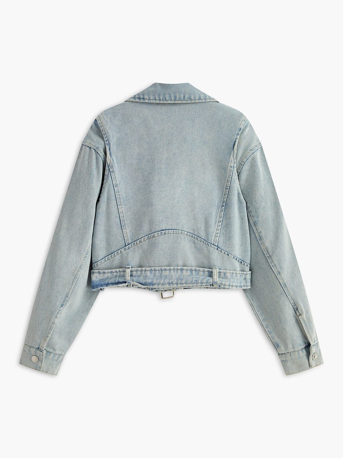 Veste en denim zippée vue de côté nuage