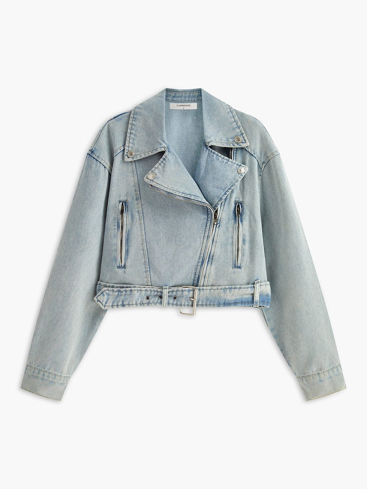 Veste en denim décontractée style motard soleil