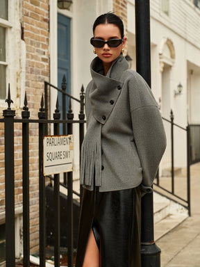 Manteau gris vue de dos style