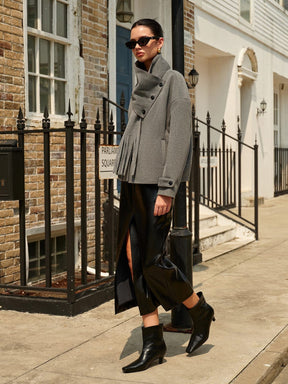 Manteau gris détail boutonnage harmonie