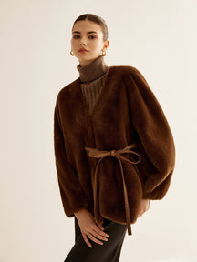 Manteau fausse fourrure marron élégant douceur