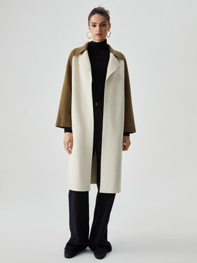 Manteau long bicolore vue de dos harmonie