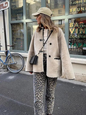 Manteau long duveteux beige douceur