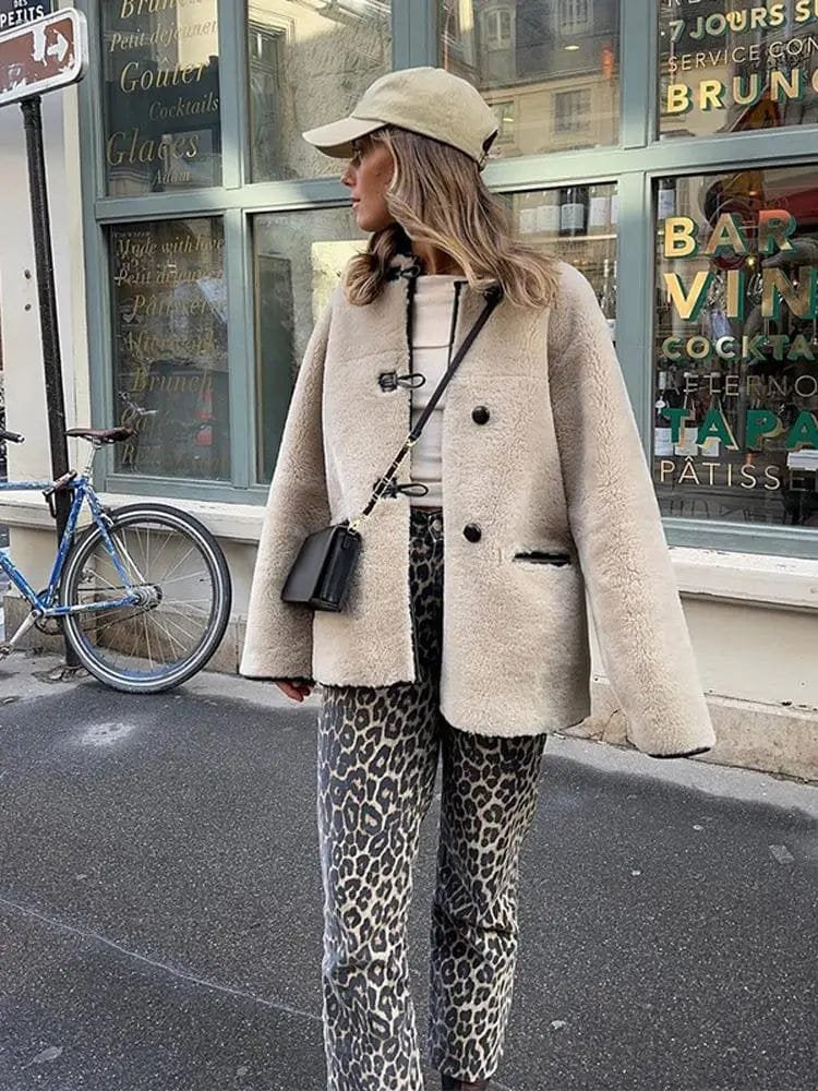 Manteau long duveteux beige douceur