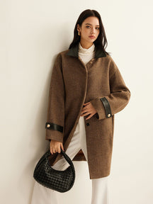 Manteau tweed marron élégant doux