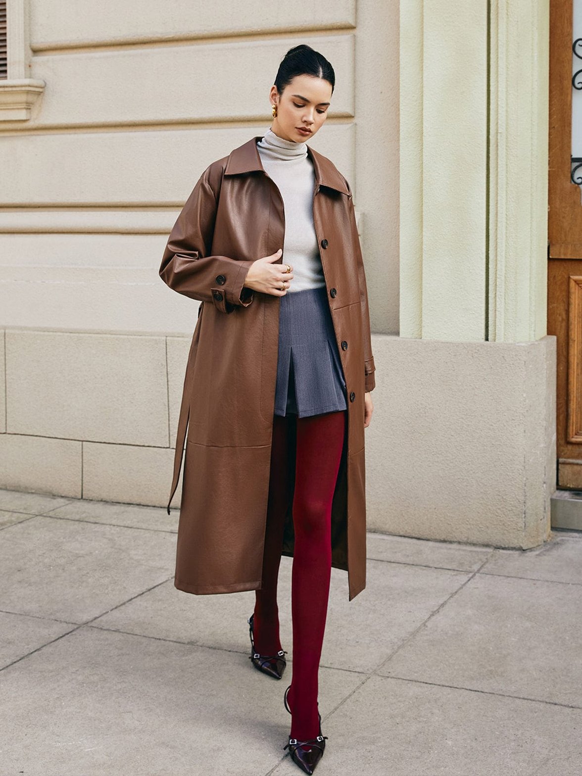 Manteau simili cuir vue de dos douceur