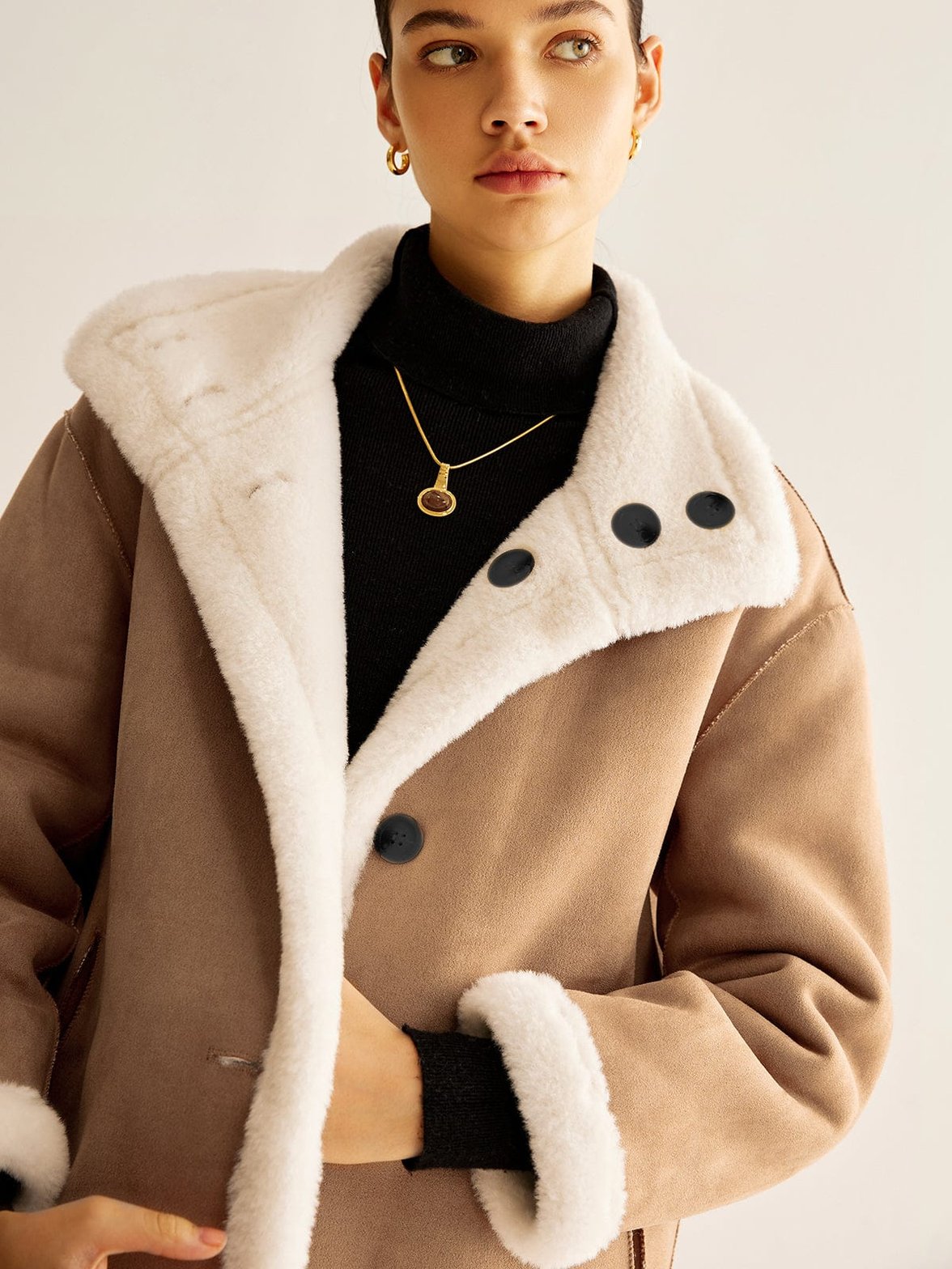 Manteau chaud minky camel doux