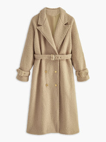 Manteau long teddy beige douceur