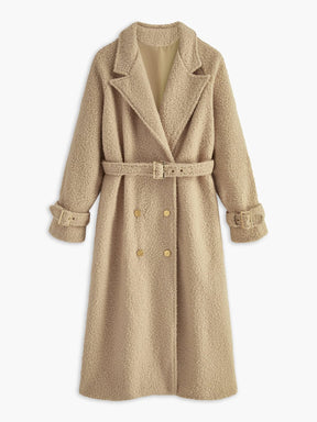 Manteau long teddy beige douceur