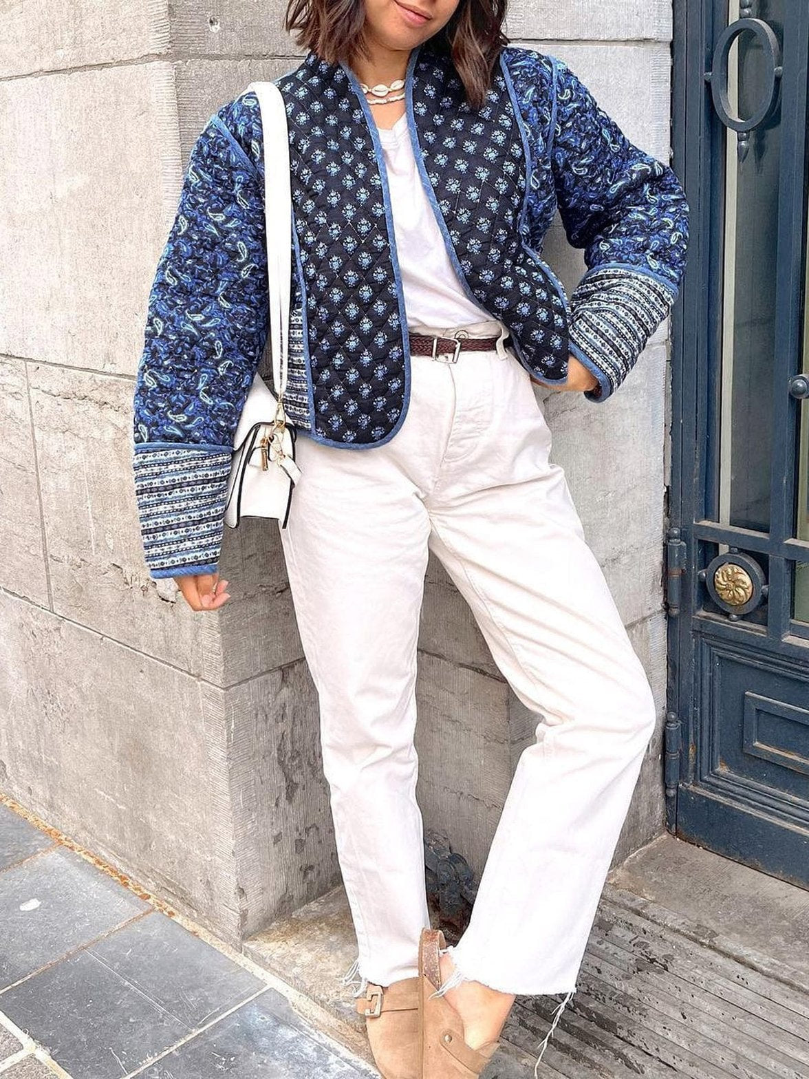 Manteau matelassé patchwork vue de dos chaleur