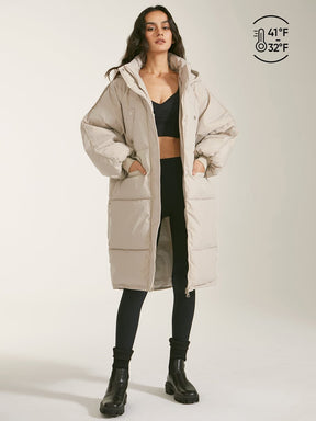 Parka longue beige oversize douceur