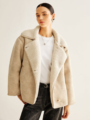 Manteau polaire beige vue de dos confort