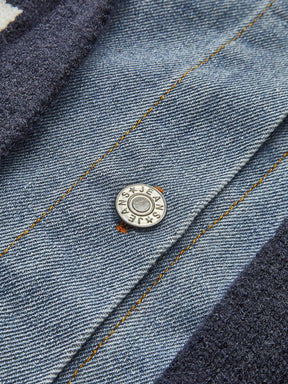 Manteau rayé denim et tricot style casual