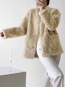Manteau teddy beige douceur