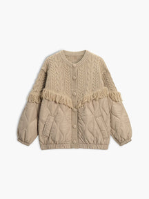 Manteau torsadé beige vue de face douceur