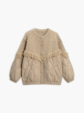 Manteau torsadé beige vue de face douceur