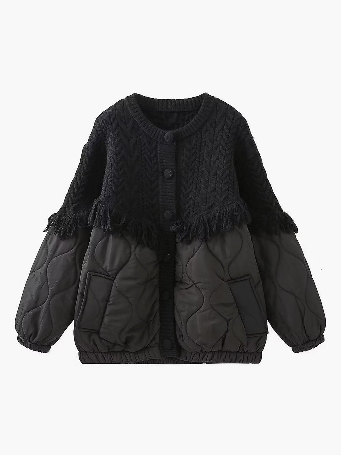 Manteau torsadé beige détail franges grâce