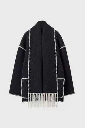 Vue de dos du manteau tweed harmonie