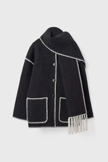 Manteau tweed détail couture doux