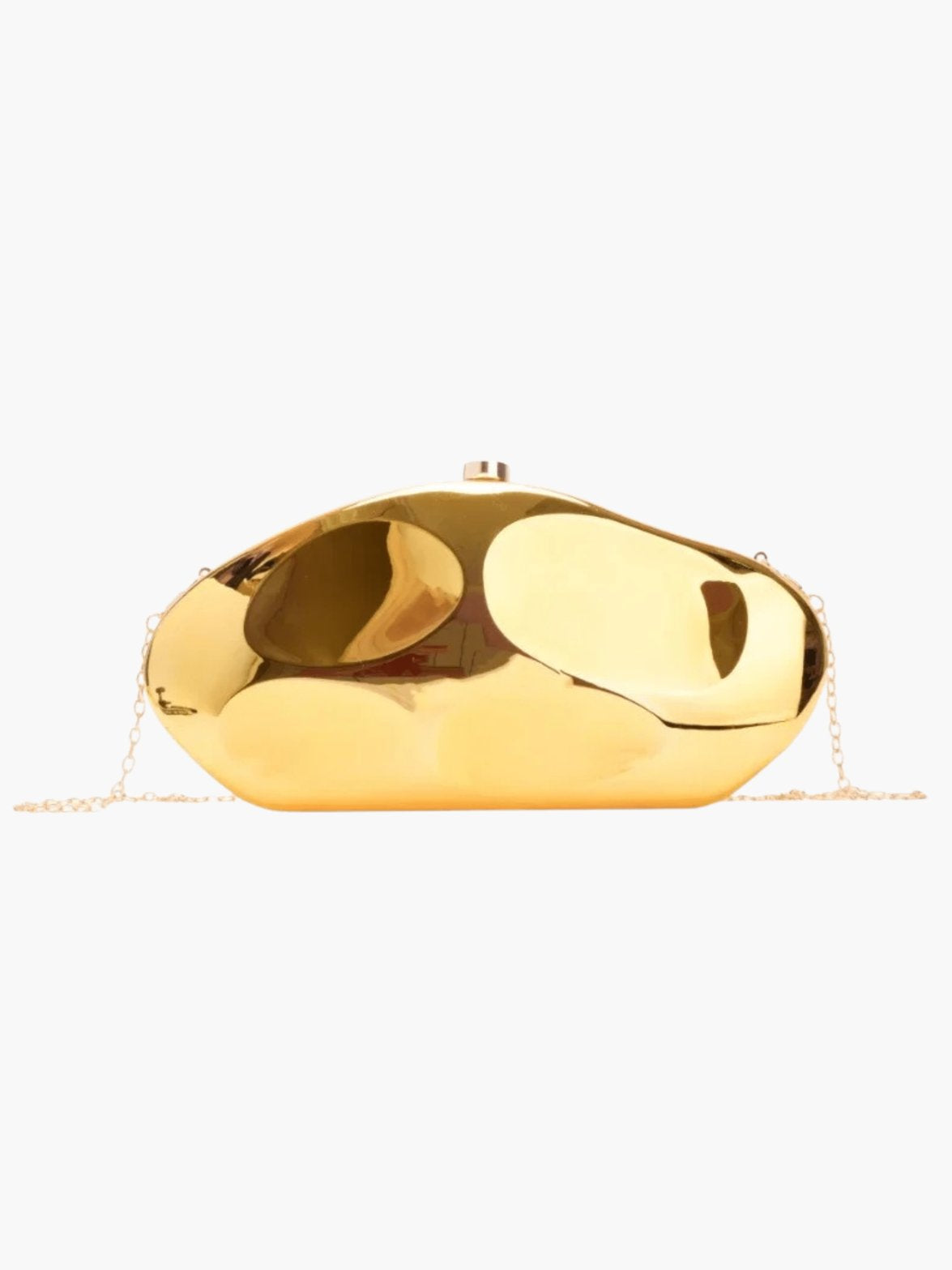 Minaudière dorée détail chaîne soleil