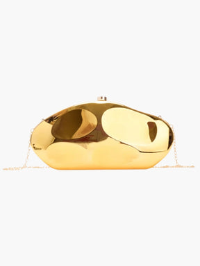 Minaudière dorée détail chaîne soleil