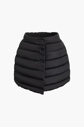 Mini jupe matelassée noire boutonnée harmonie