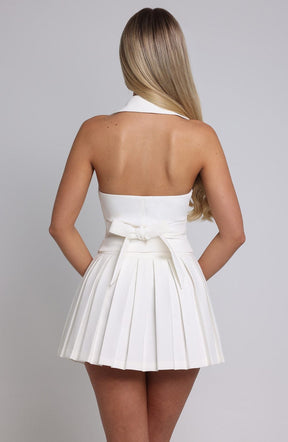 Jupe courte blanche plissée brise