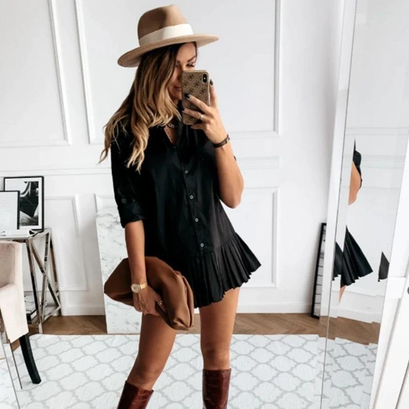 Mini robe chemise vue latérale charme