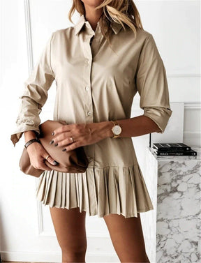 Robe chemise kaki plissée légèreté