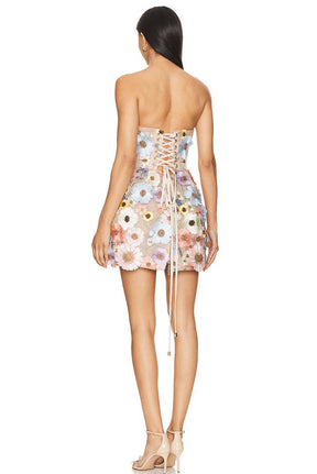 Robe corset fleurie vue d'ensemble rose