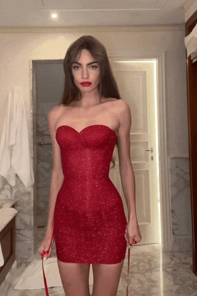 Animation robe corset pailletée rouge magique
