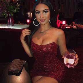 Robe corset pailletée vue globale quartz