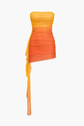 Mini robe dégradée orange moulante soleil