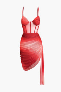 Robe corset dégradée rouge glamour étoile