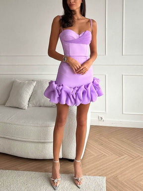 Robe courte ajustée à volants fantaisie étoile