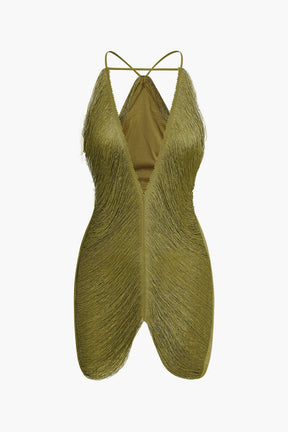 Robe franges argentée vue complète opale