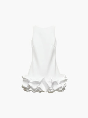 Mini robe blanche moulante détail volant danse