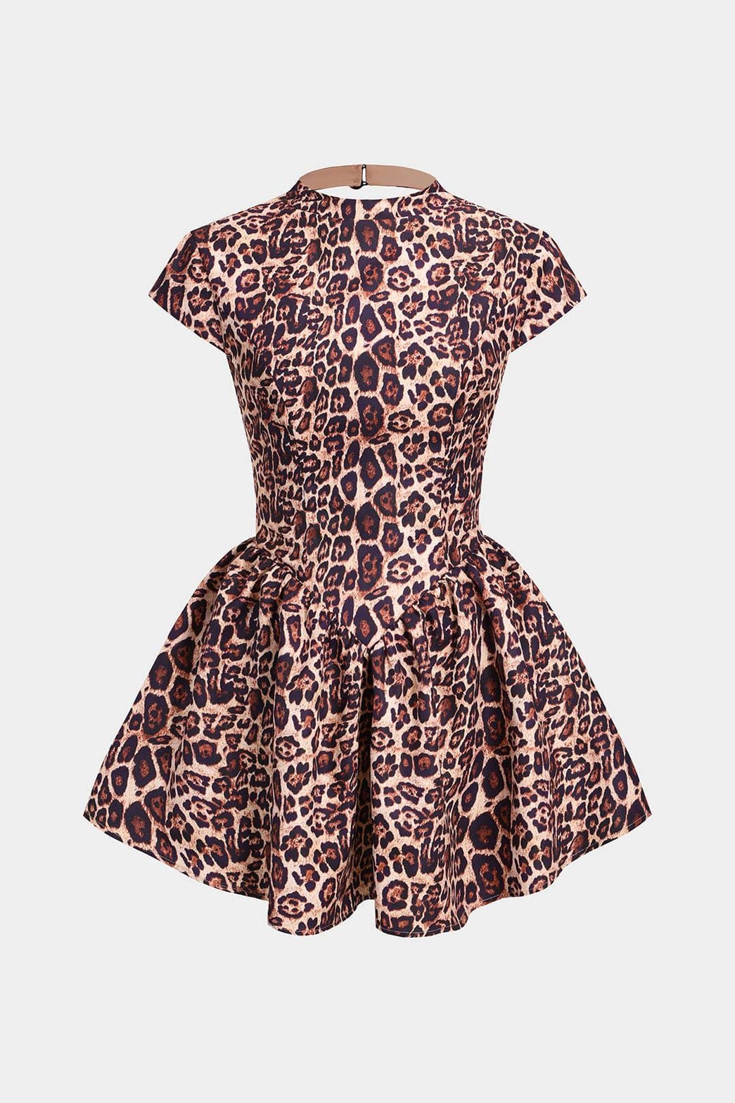 Robe léopard dos-nu vue de profil fleur