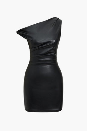 Mini robe plissée effet cuir vue de dos lune