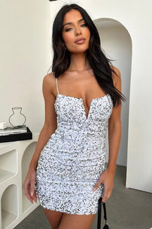 Mini robe argent à paillettes quartz