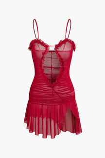 Robe rouge volantée élégante - Doux