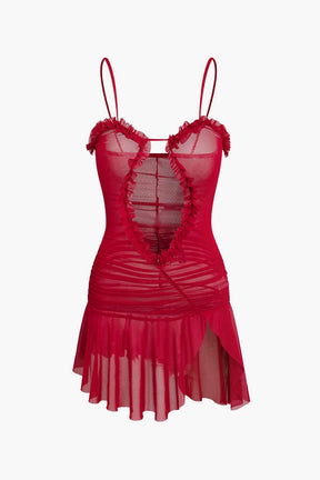 Robe rouge volantée élégante - Doux
