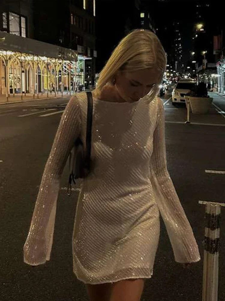 Robe de soirée dos ouvert paillette