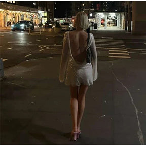 Robe cocktail scintillante vue arrière diamant