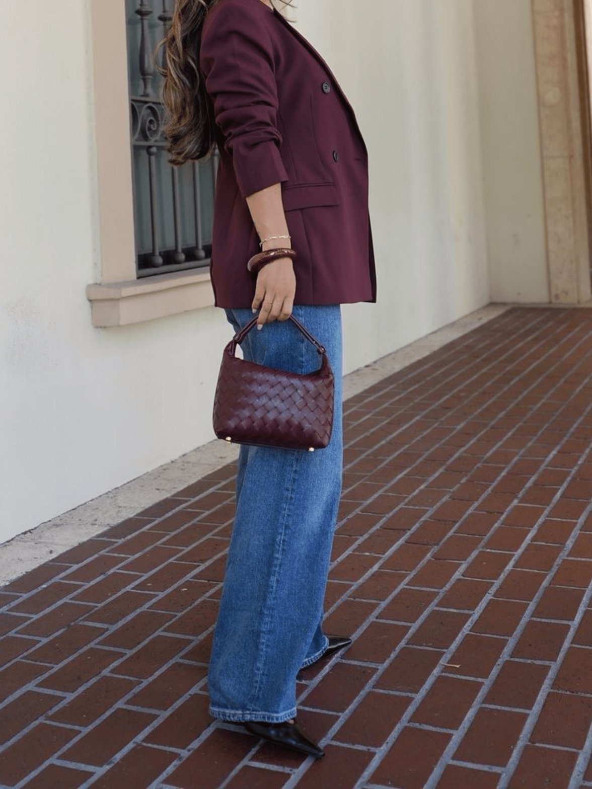 Mini sac Lunar bordeaux vue côté soleil