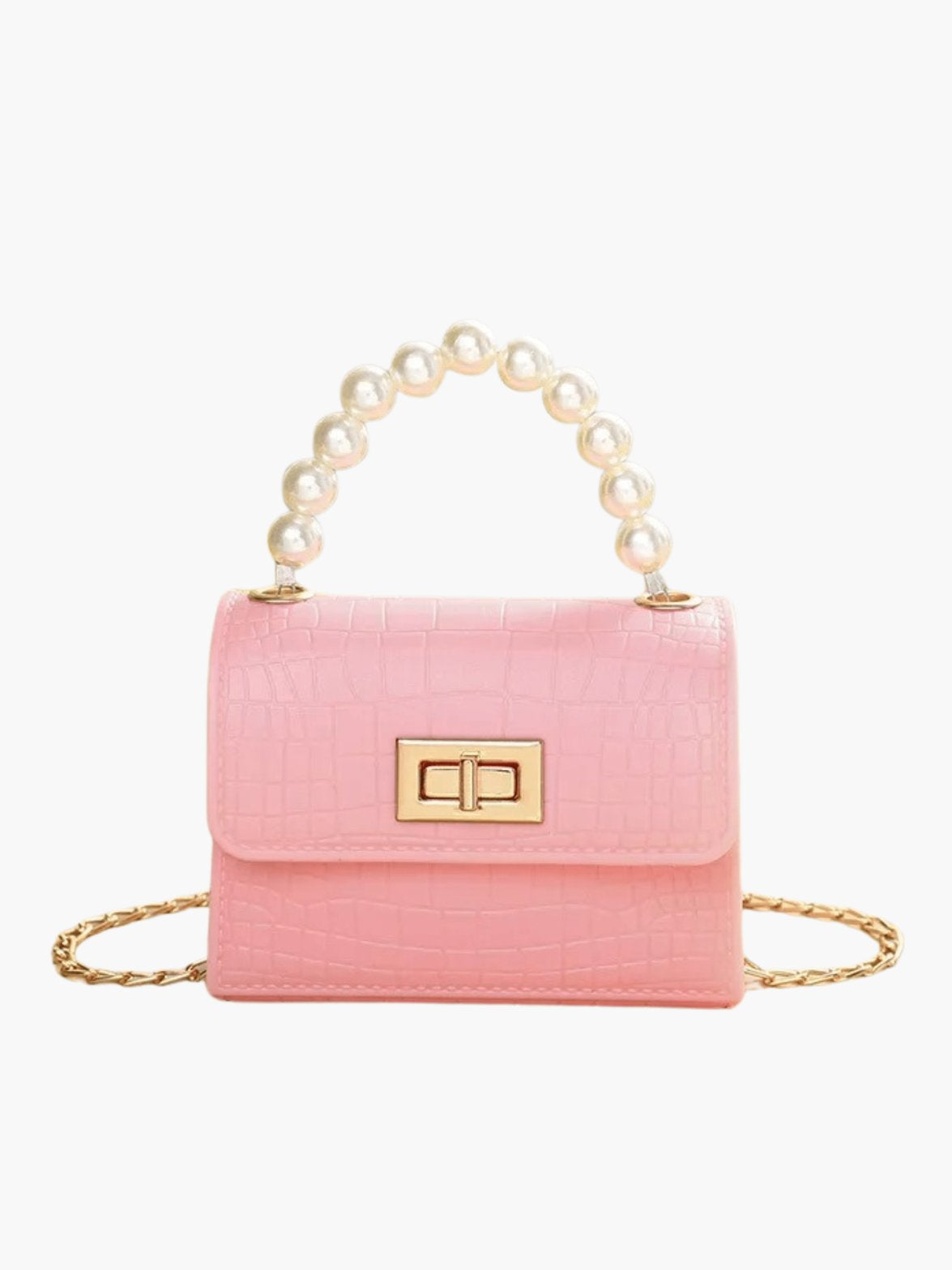 Vue intérieure du sac effet croco rosée